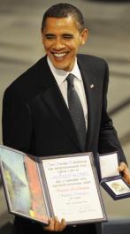 Obama recibiendo el Nobel de la Paz, 2009